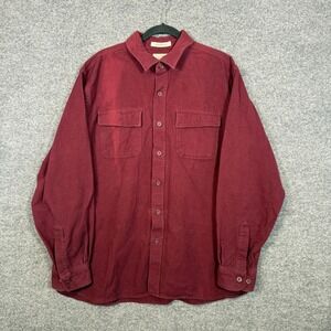 L.L Bean Chamois Cloth Shirt Mens XL Burgundy Traditional Fit Heavyweight